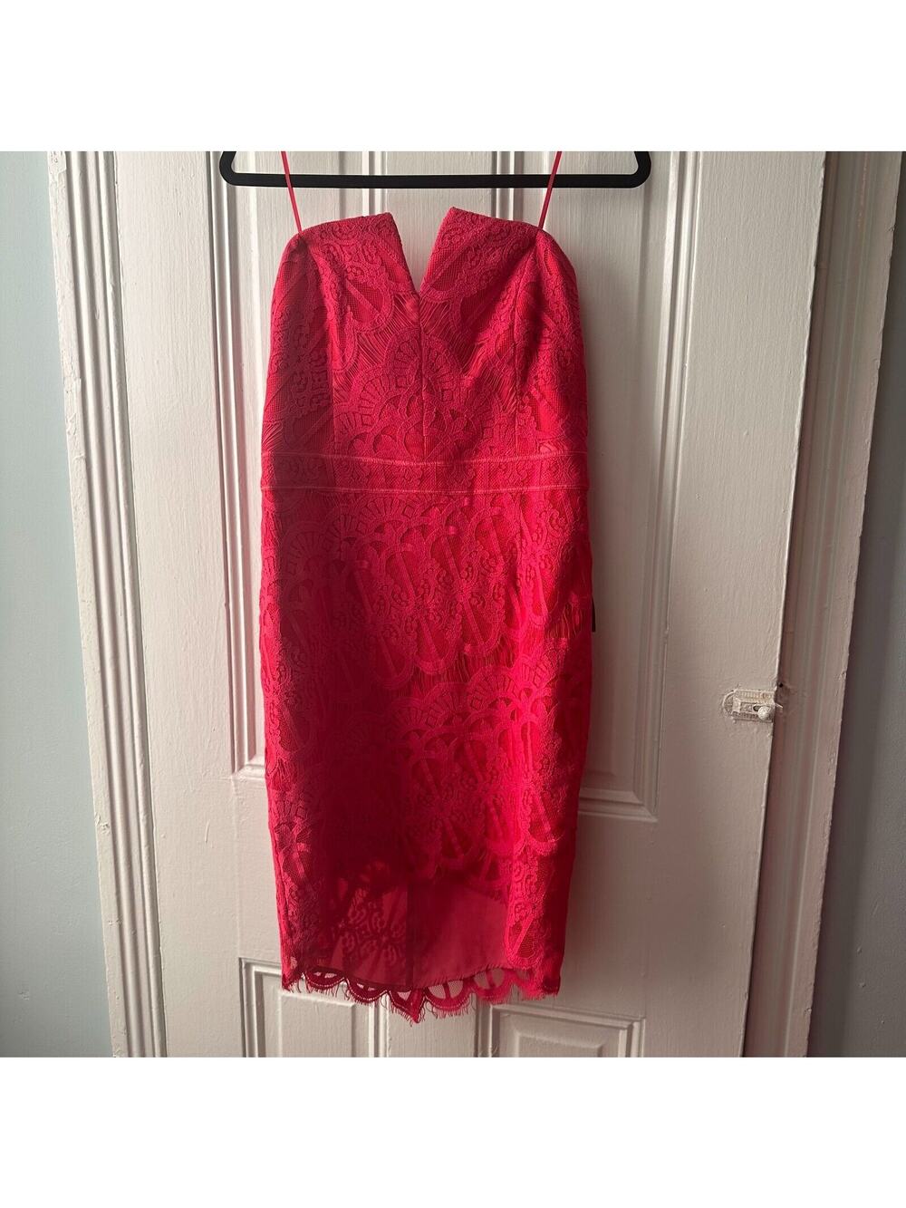 Nordstrom Bodycon Dress Womens Medium Rose Pink Laced Strapless Lace NWT